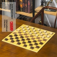 Jeu de dames en bois 40x40cm MDF 30mm, pions en bois de lotus, plateau 100 cases, pour intérieur, écologique, pour tournois professionnels, écoles, clubs et jeux de société