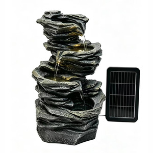 Fontaine solaire de style européen, élément aquatique à circulation d'eau, design pierre simulée, pour <span class=keywords><strong>jardin</strong></span> et cour extérieurs - Product Image 5