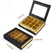 Boîtes à chocolat noires vides avec fermeture magnétique et fenêtre, boîte à truffes pour bonbons faits main, cartes cadeaux, Saint-Valentin