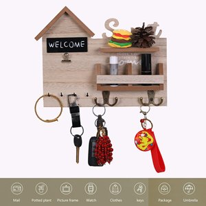 Organizador de <span class=keywords><strong>Llaves</strong></span> de Pared Creativo de Madera <span class=keywords><strong>para</strong></span> Decoración del Hogar con Gancho de Metal <span class=keywords><strong>para</strong></span> Uso en Oficina, <span class=keywords><strong>para</strong></span> <span class=keywords><strong>Colgar</strong></span> Ropa Detrás de la Puerta, <span class=keywords><strong>Tablero</strong></span> de Mensajes - Product Image 2