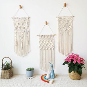 Juego de 3 Tapices de Macramé Bohemios Hechos a Mano, Decoración de Pared Estilo Art <span class=keywords><strong>Deco</strong></span> para Dormitorio o Sala de Estar - Product Image 1