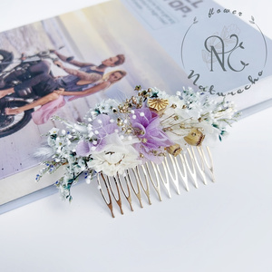 Đầy Màu sắc cô dâu Lược Hoa Khô mùa hè đám cưới bảo quản hoa Tóc Lược tóc cô dâu phụ kiện mộc mạc đám cưới Hoa tóc - Product Image 2
