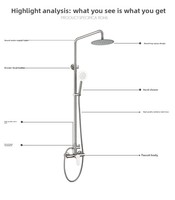 Robinet de salle de bain mural contemporain en acier inoxydable 304 à poignée unique, ensemble de douche à jet pluie avec barre coulissante et massage doux pour