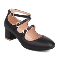 Chaussures de mariée pour le commerce transfrontalier, à bout carré, idéales pour le travail et les trajets quotidiens, talon épais de 6 cm, tige en PU, bride à boucle d'été