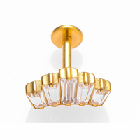 ASTMYW F136 G23 Piercing labret sans filetage en titane Moon Push 16G, clou d'oreille, cartilage, bijoux de corps en gros