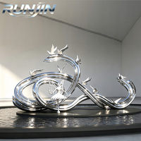 Sculpture de chameau en acier inoxydable RUNJIN, polie, moderne, soudée, H250cm, pour décoration de place, thème Caravane du Désert et Route de la Soie, aménagement paysager
