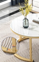 Table basse extensible moderne en métal noir et or avec plateau en verre, meubles de salon