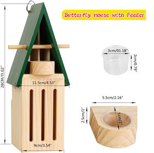 BSCI Usine Extérieure En Bois Massif Papillon <span class=keywords><strong>Maison</strong></span> avec Mangeoire Jardin Petit Insecte Hôtel Mangeoire En Bois pour Papillon - Product Image 3