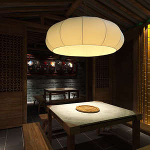 Japanese Style Chandelier Round White E27 LED Pendant <b>Light</b> For Living Room Or Dining Room - Product Image 4