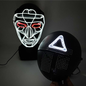 Cosplay coreano luz LED máscara de neón FIESTA DE Halloween película tema brillante plástico <span class=keywords><strong>disfraz</strong></span> cuadrado círculo triángulo diseño - Product Image 2
