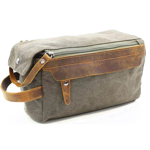 Trousse de maquillage et de rasage portable en toile cirée <span class=keywords><strong>imperméable</strong></span> à l'eau, trousse de rangement pour maquillage de voyage pour femmes, trousse de toilette pour hommes - Product Image 1