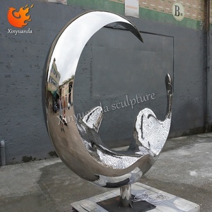 Tượng điêu khắc mặt trăng bằng thép không gỉ hiện đại, trang trí ngoài trời cho công viên, quảng trường, cảnh đêm - Product Image 5