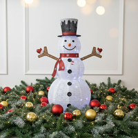Bonhomme de neige de Noël pré-éclairé, LED, étanche IP44, 3D, télescopique, pliable, en fer, décoration de jardin extérieur