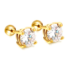 Fashion <b>Stud</b> <b>Earrings</b> Zircon Geometric Shape Claw Setting Stainless Steel Party Jewelry - Product Image 5