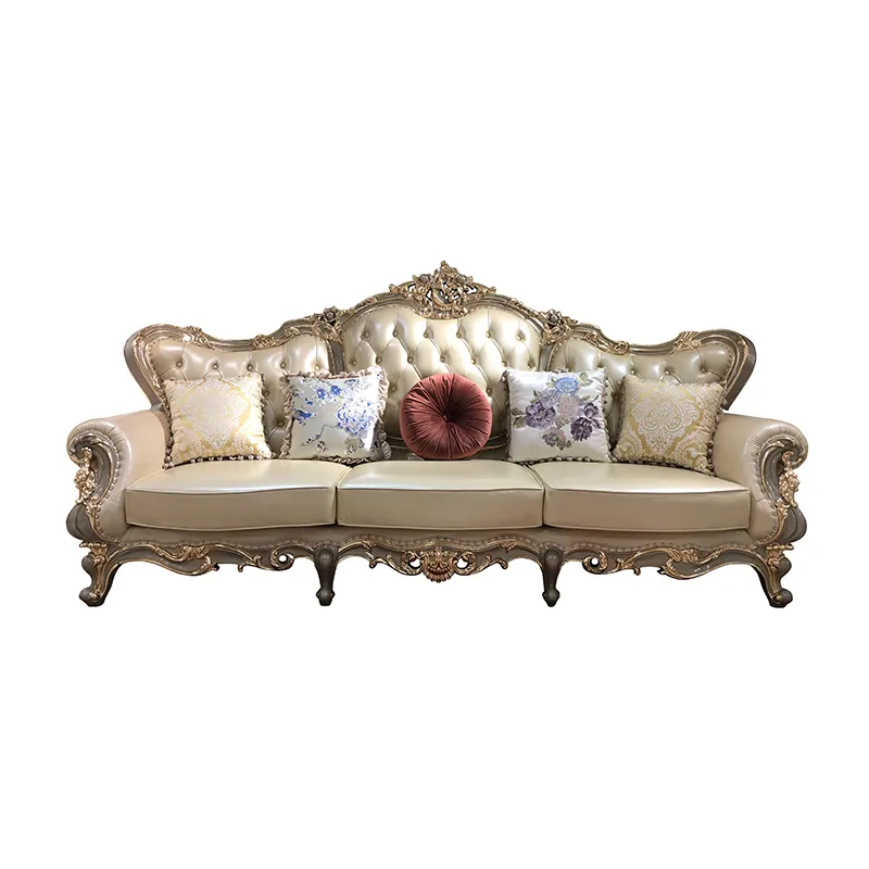 MO LAN seni kain ukiran besar ruang tamu mewah neoklasik Set up kayu Solid gaya Eropa sofa kelompok 123