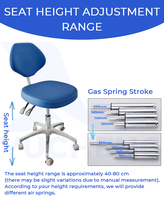Tabouret de médecin en cuir microfibre anti-éclatement avec vérin à gaz réglable et mousse haute résilience pour cabinet dentaire et spa