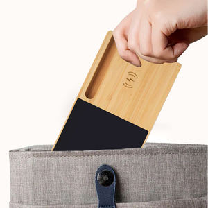 Support Chauffant à Café <span class=keywords><strong>2</strong></span> en 1 en Bambou avec Chargeur Sans Fil USB et Chauffe-Tasse Électrique et Support de Téléphone Portable avec Vidéo - Product Image 5