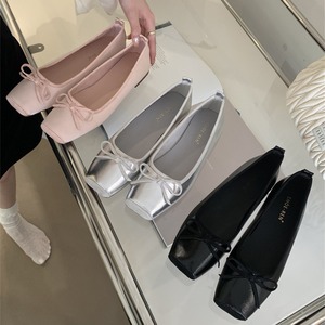 Zapatos Planos de Punta Cuadrada de Alta Calidad para Mujer, Zapatos de Cuero Tipo Bailarina para Mujer - Product Image 1