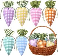 Sac de Pâques en velours motif lapin de dessin animé et carotte, sac à cordon à motif œuf pour les friandises et cadeaux de la maternelle