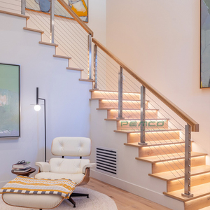Rampe d'<span class=keywords><strong>escalier</strong></span> moderne pour intérieur, en acier inoxydable 304 316, <span class=keywords><strong>avec</strong></span> câble métallique - Product Image 1