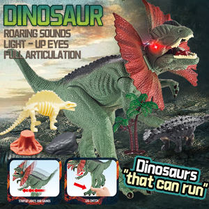 Juguete con pilas electrónico de apariencia de dinosaurio realista verde con música y luces para niños - Product Image 3