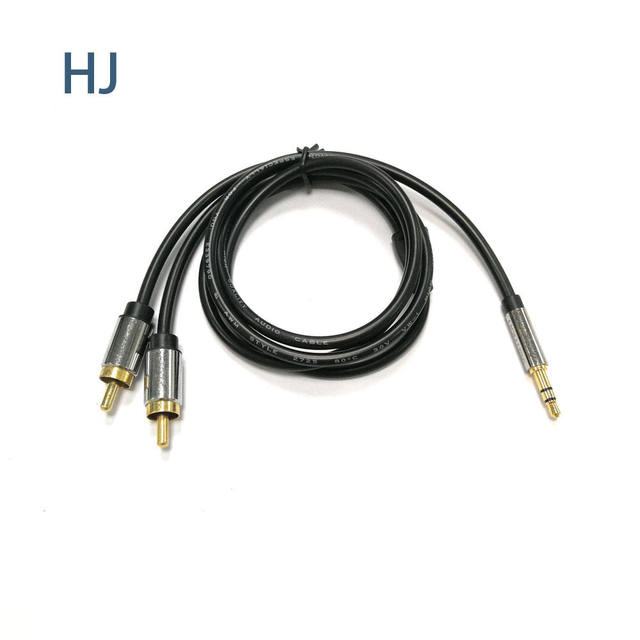 HJ Dual Shielded Gold-Plated 3.5mm aux Male to 2 RCA Male Stereo Audio Cable