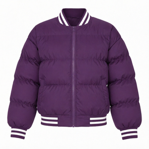 Chaqueta de invierno para mujer, estilo puffer, con cuello alto, cierre de cremallera, alternativa a la plumón, corte holgado, informal. - Product Image 1