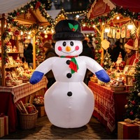 Bonhomme de neige gonflable de 2,4 mètres, accessoires de Noël personnalisés pour les jardins, les centres commerciaux et la décoration extérieure, décorations gonflables de Noël