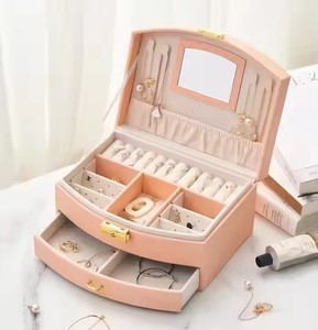 Коробка для украшений ручной работы: большая, для серег, ожерелий, органайзер, дорожный футляр для хранения из ПУ - Product Image 1