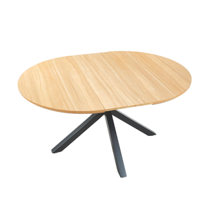 Tavolo da Pranzo Ovale Allungabile in Legno Moderno con Gambe Incrociate in Metallo per Sala da Pranzo, Casa, Hotel, Appartamento - Product Image 2