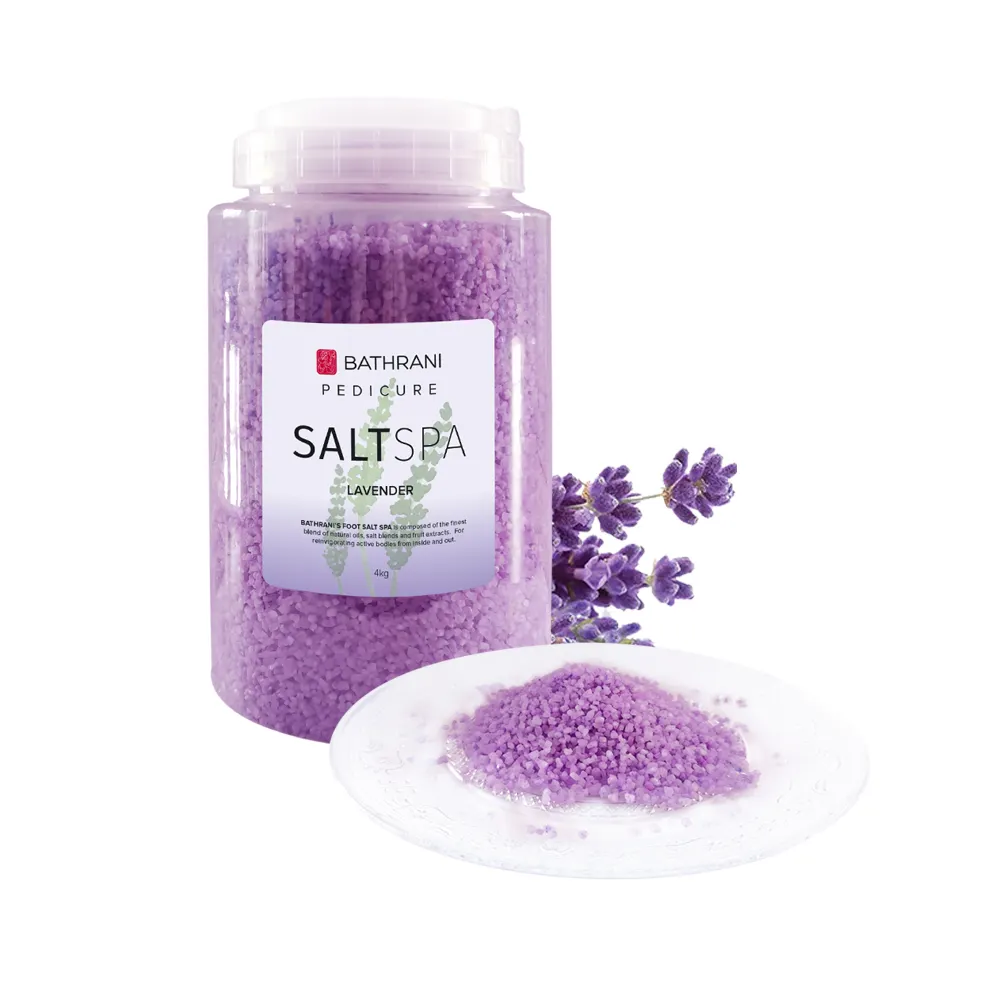 Aromaterapia vegetariana orgânica natural para cuidados com os pés, relaxamento e calmante, sal de banho de cristal de lavanda