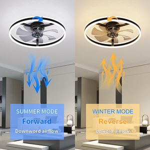 Ventilador de techo negro minimalista con luz LED y 3 temperaturas de color para el hogar, la oficina y la sala de estar. - Product Image 4
