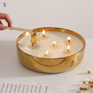 Giare Portacandela Rotonde Grandissime in Ceramica di Lusso Dorate Personalizzate all'Ingrosso, Ciotola Portacandela Stile Impastiera, Idea Regalo di Natale e Decorazione per la Casa - Product Image 5