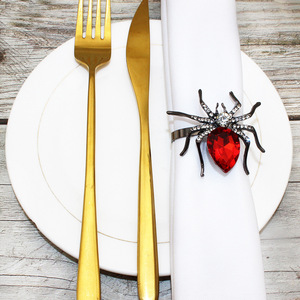 Vendita all'ingrosso di anelli decorativi a forma di <span class=keywords><strong>ragno</strong></span> <span class=keywords><strong>rosso</strong></span> per tovaglioli di Halloween nei ristoranti occidentali - Product Image 4