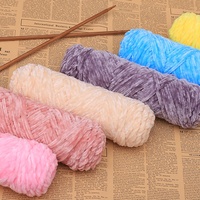 Écharpe tricotée artisanale DIY en chenille, boules de velours doré, fil épais Violent Bear, 100% polyester teint, anti-boulochage, crochet