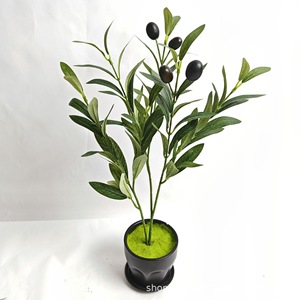 Rami artificiali di ulivo con frutta per vasi da 18.5 pollici 4/6 forchette foglie di olivo criptate - Product Image 1