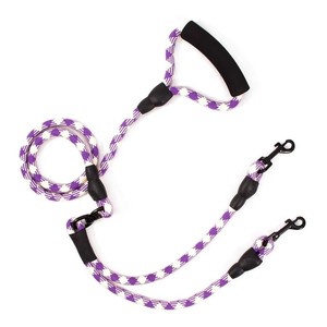 Polyester Zwei-Hunde-Leine Komfortabler Schaumstoffgriff 1 Leine für 2 Hunde Outdoor Doppel-Zugseil Verhindert Umwickeln Hundeleine - Product Image 3