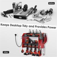 Organisateur d'outils électriques en métal avec station de charge, support mural robuste pour rangement d'outils de garage avec porte-perceuse