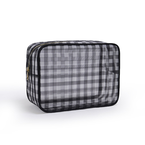 Bolsas de Maquillaje de Nailon Ecológicas para Mujer, Bolsas de Viaje Grandes con Diseño a Cuadros, Organizador de Cosméticos con Cierre, Bolsas con Gran Capacidad - Product Image 2