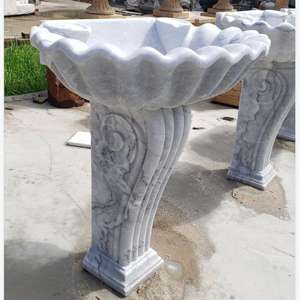 浴室用シンク屋外装飾庭用ホワイトナチュラルアンティークインテグラルトラバーチン石台座用 - Product Image 6