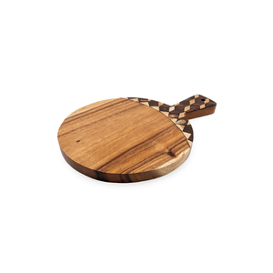 Esta tabla de cortar premium de madera de Suar de 34 cm con mango de cáscara de coco, perfecta para comer con estilo y de forma segura, procedente de Bali. - Product Image 2
