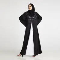 Nuovo Design in nappa di pizzo Design Abaya islamico nero e Hijab progetta le ultime donne musulmane std1002