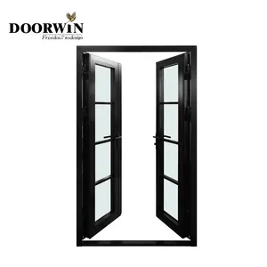 Doorwin Aluminum Soundproof Double Glasses Aluminum Frame French Commercial Doors