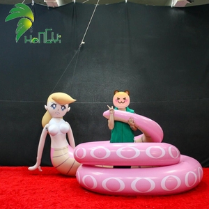 OC พีวีซีเป่าลมรูปงูสีชมพูแบบเป่าลมรูปสัตว์การ์ตูนหางเป็นลอนของงู - Product Image 3