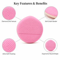 Éponge de maquillage ultra douce JLY Diamond Grid Flocking Air Cushion Puff avec bordure crème pour maquilleurs professionnels, salons de beauté, OEM personnalisé