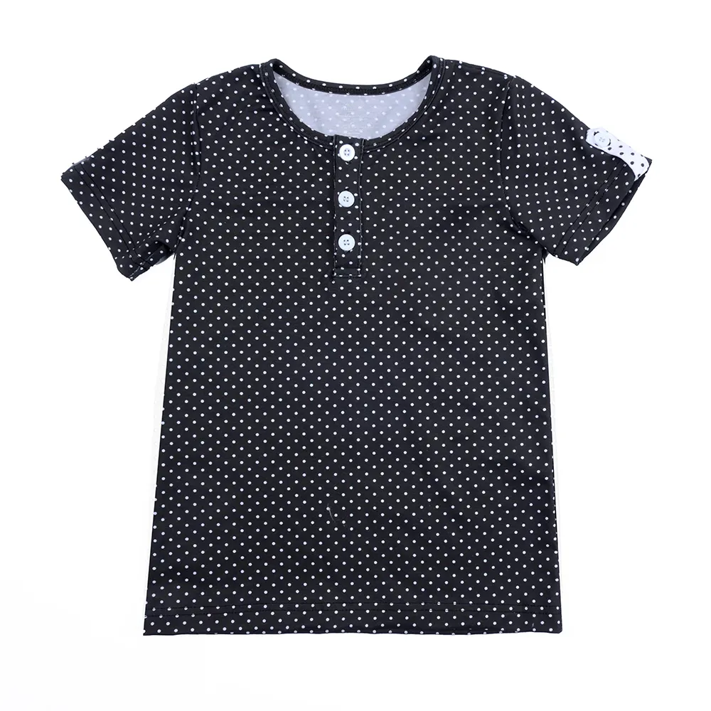 Summer Toddler t shirt in cozy 100% cotton stretch short sleeves Plain Blank black white dots t-shirt for baby boys