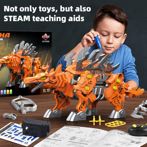 Kit Modello Dinosauro Camminante HB con Telecomando, Blocchi da Costruzione, Tirannosauro da <span class=keywords><strong>Battaglia</strong></span> con Suono, Mattoncini Elettronici Fai-da-Te - Product Image 2
