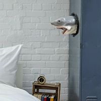 Sculpture murale de tête de requin en 3D, artisanat de salon, Style européen, montage artistique pour la maison