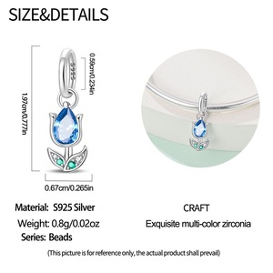 Vente en gros de breloques en argent sterling 925 en forme d'étoile, de fleur et de ballon, perles, pendentifs pour bracelet théière haut de gamme, accessoires de bijoux DIY, cadeau - Product Image 4