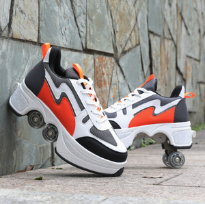 Chaussures Transformables Tendance Orange et Vert 2026 – Tailles 35-43 – Patins à Roulettes à Deux Roues Polyvalents (à Porter à la Main ou à Roulettes) - Product Image 3